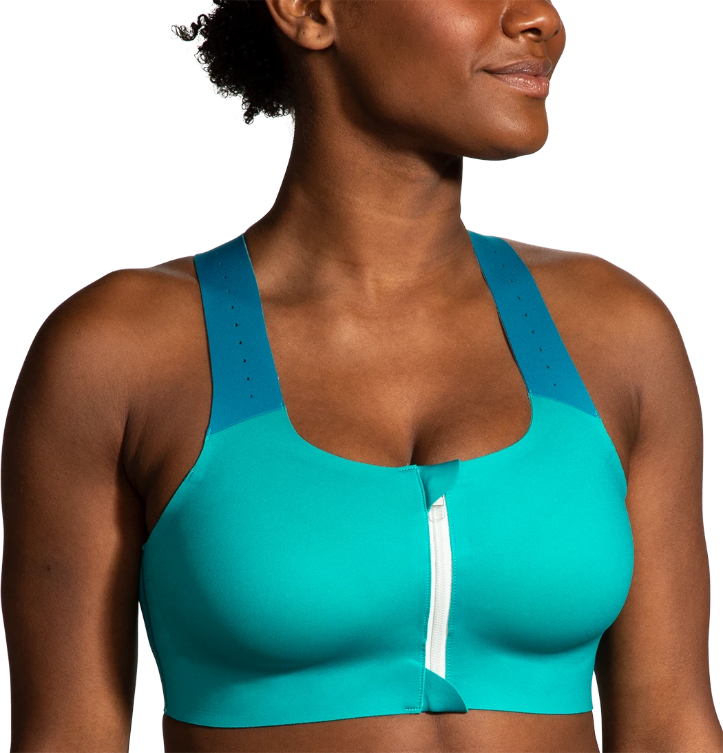 BROOKS Women's Dare Zip Run Bra 2.0 (369 - Nile Green/Lagoon/Light Mint) 4 BROOKS Women's Dare Zip Run Bra 2.0 (369 - Nile Green/Lagoon/Light Mint) - Image 2