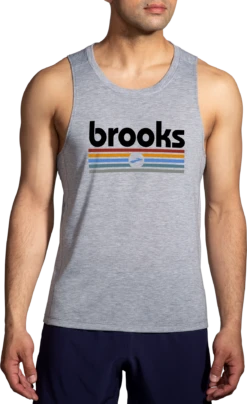 Men's Distance Tank 2.0 (061 - Heather Ash/Brooks Track Stripe)