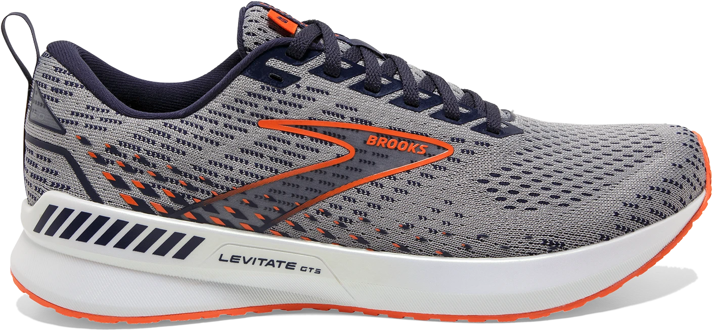 BROOKS Men's Levitate 5 GTS (034 - Grey/Peacoat/Flame) 3 BROOKS Men's Levitate 5 GTS (034 - Grey/Peacoat/Flame)