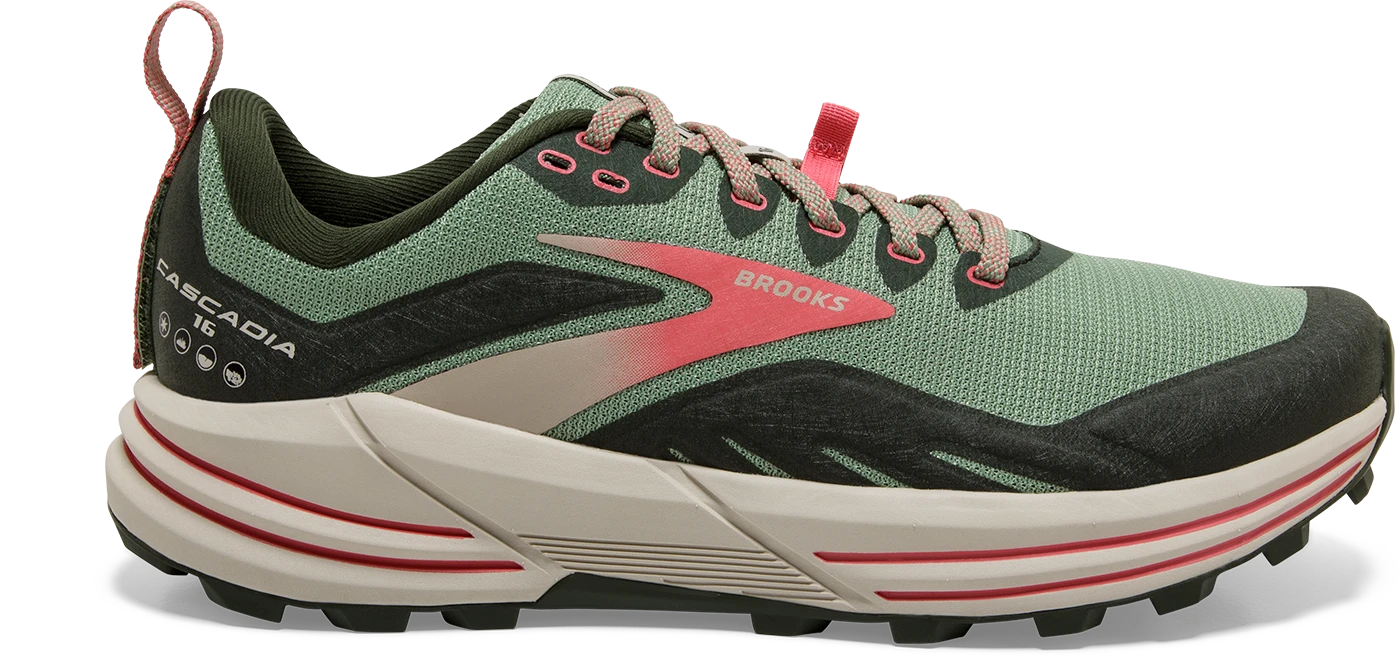 BROOKS Women's Cascadia 16 (394 - Basil/Duffel Bag/Coral) 3 BROOKS Women's Cascadia 16 (394 - Basil/Duffel Bag/Coral)