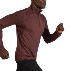 BROOKS Men's Dash 1/2 Zip (246 - Heather Run Raisin) -Brooks 211298 246 mv dash half zip mens long sleeve running shirt