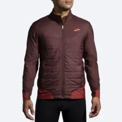 BROOKS Men's Shield Hybrid Jacket 2.0 (223 - Run Raisin/Copper) -Brooks 211415 223 mf shield hybrid jacket mens running jacket
