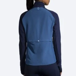 BROOKS Women’s Fusion Hybrid Jacket (463 - Navy/Blue Ash/Ice Blue) -Brooks 221499 463 mb fusion hybrid jacket womens running jacket