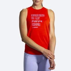 BROOKS Women's Distance Graphic Tank (624 - Jamberry/Happy Hour) -Brooks 221542 624 ma distance graphic tank womens sleeveless running top