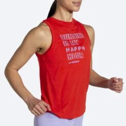 BROOKS Women's Distance Graphic Tank (624 - Jamberry/Happy Hour) -Brooks 221542 624 mv distance graphic tank womens sleeveless running top