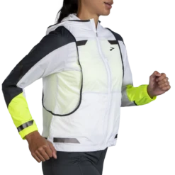 BROOKS Women's Run Visible Convertible Jacket (134 - White/Asphalt/Nightlife) -Brooks 2AA6AC26 4E42 4610 866F 2743D4B81C6F