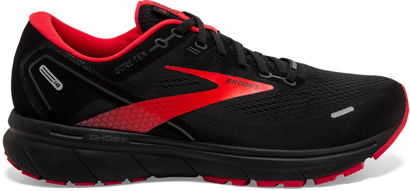 BROOKS Men's Ghost 14 GTX (004 - Black/Blackened Pearl/High Risk Red) 3 BROOKS Men's Ghost 14 GTX (004 - Black/Blackened Pearl/High Risk Red)