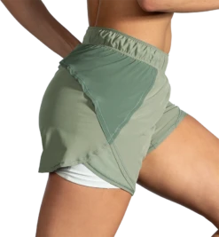 BROOKS Women's Chaser 5" 2-in-1 Short (326 - Pebble/Dark Pebble/Cool) -Brooks 642CE88F E0C4 42B2 A1D7 8A9CF596E638