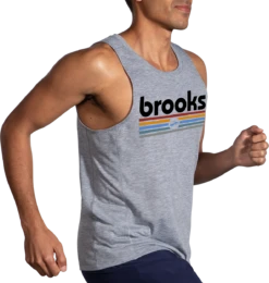 Men's Distance Tank 2.0 (061 - Heather Ash/Brooks Track Stripe) -Brooks 8729F428 4E1A 45F7 A601 217E36369D1D