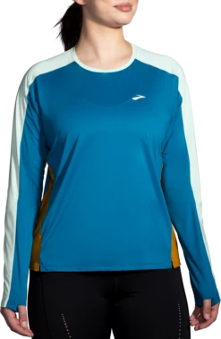BROOKS Women's Sprint Free Long Sleeve 2.0 (433 - Pacific/Lightest Sky/Ochre)
