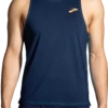 BROOKS Men's Atmosphere Singlet 2.0 (454 - Navy/Spring Break) -Brooks A4104948 FC34 44DF AB35 2BC753E7605A