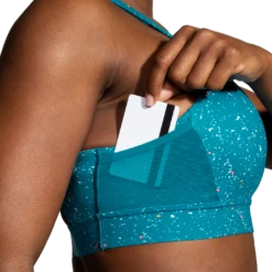 BROOKS Women's Drive 3 Pocket Run Bra (464 - Lagoon Speckle Print) -Brooks ADB5213B 3059 436E B474 BCB6D204728B