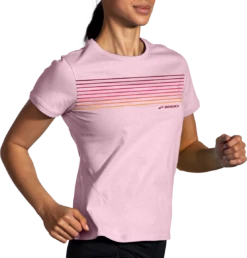 BROOKS Women's Distance Short Sleeve 2.0 (677 - Quartz/Gradient Stripe) -Brooks B0375BF7 1743 49C8 9495 AF1A7BE1483D