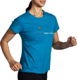 Women's Distance Short Sleeve 2.0 (487 - Pacific/Brooks Mountain Run) -Brooks BAC8C7CD 7471 49D9 993F 9068CA4207E9