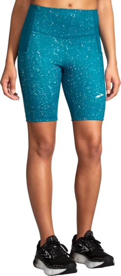 BROOKS Women's Method 8" Short Tight (486 - Lagoon Speckle Print/Lagoon)