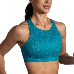 BROOKS Women's Drive 3 Pocket Run Bra (464 - Lagoon Speckle Print) -Brooks C33C9354 E4D5 42EA 8019 2F77479E01D8