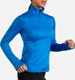 BROOKS Women's Dash 1/2 Zip (437 - Heather/Blue Bolt) -Brooks C515F5F2 B96C 4765 8A18 BCEB1942FE8E