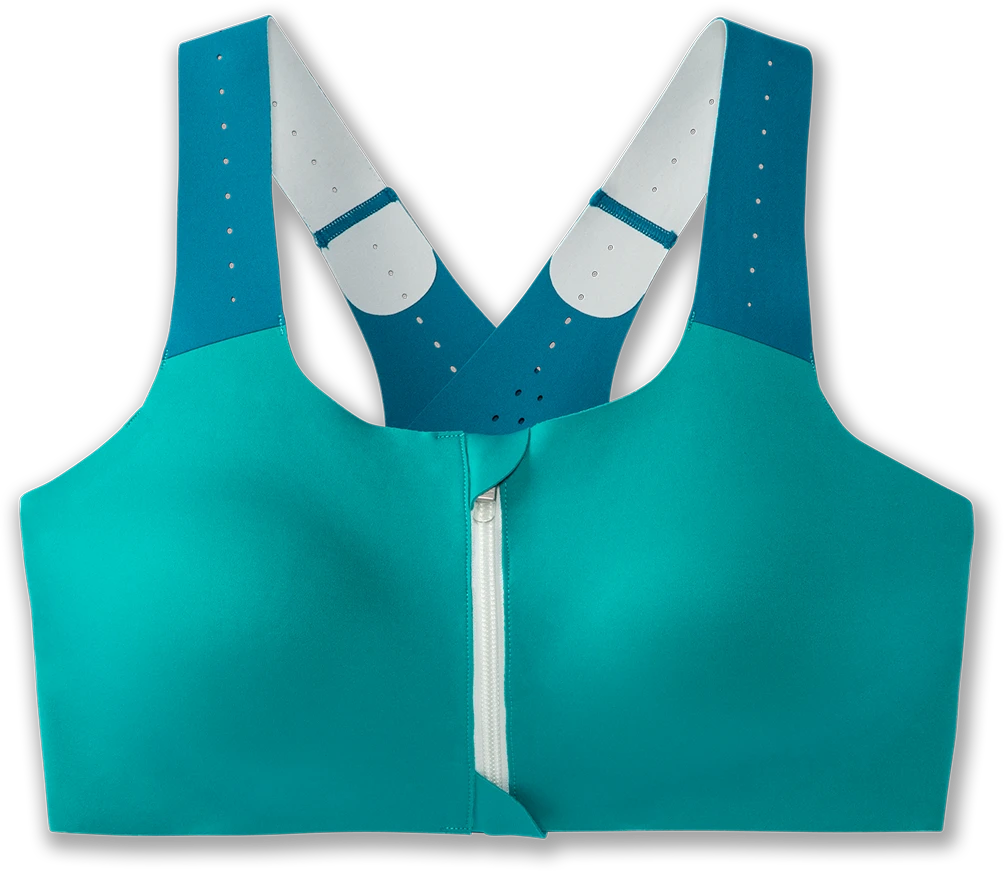 BROOKS Women's Dare Zip Run Bra 2.0 (369 - Nile Green/Lagoon/Light Mint) 3 BROOKS Women's Dare Zip Run Bra 2.0 (369 - Nile Green/Lagoon/Light Mint)