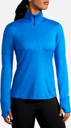 BROOKS Women's Dash 1/2 Zip (437 - Heather/Blue Bolt) -Brooks DE1040E9 DAAF 4A17 9D4B BC8FC01F304E