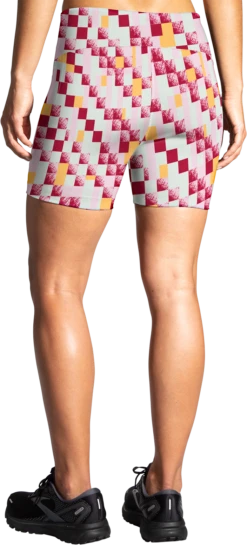 BROOKS Women's Moment 5" Running Short Tight (128 - Pace Check Print) -Brooks E74E59B3 0D40 4BF7 8BBB 927C790599EF