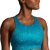 BROOKS Women's Drive 3 Pocket Run Bra (464 - Lagoon Speckle Print) -Brooks FB131C84 9251 4273 9CCC 1D1C3F9D26EE
