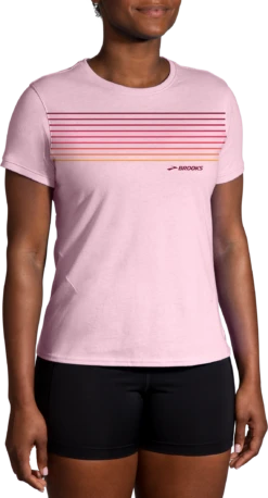 BROOKS Women's Distance Short Sleeve 2.0 (677 - Quartz/Gradient Stripe) -Brooks FEA87364 48D5 484A 87C9 F70322FC9E6A